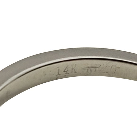 Vintage 14 Karat White Gold Diamond Halo Engagement Ring Size 5.5 #11686 - Picture 7 of 9